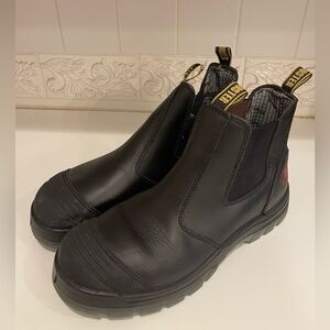 ROCKROOSTER Bakken Black Pull On Leather Work Boots Size 13 Steel Toe AK227